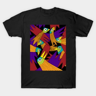 Parrot bird pattern in color T-Shirt